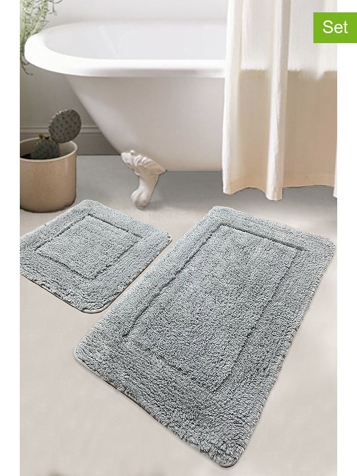 Colourful Cotton Dywaniki łazienkowe (2 szt.) "Wolle" w kolorze jasnoszarym rozmiar: onesize