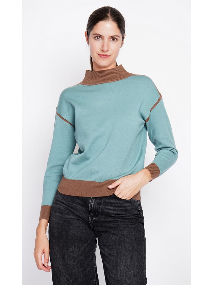 William de Faye Sweter w kolorze turkusowo-karmelowym rozmiar: 40