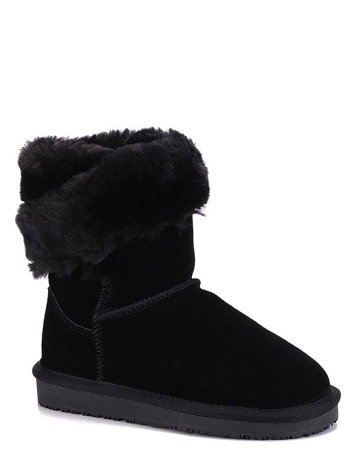 NICEBAY Skórzane botki zimowe "Fiore" w kolorze czarnym rozmiar: 31