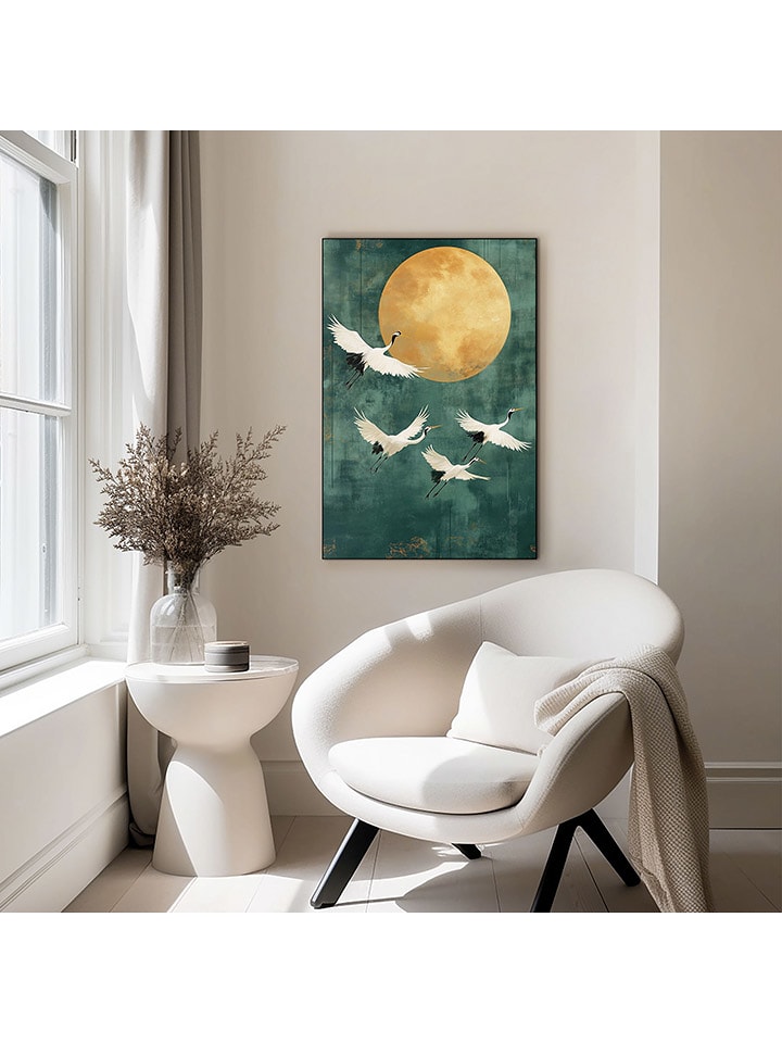 Orangewallz Druk artystyczny "Cranes at Night" w ramce rozmiar: 60x90 cm