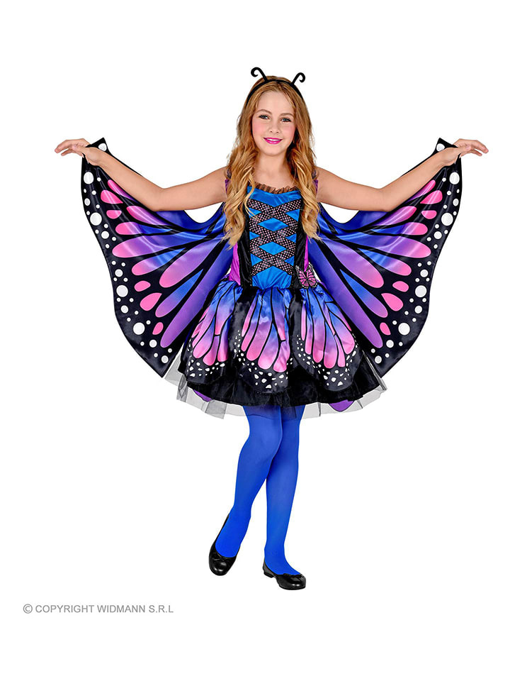 Carnival Party 3-częściowy kostium "Butterfly" w kolorze fioletowo-niebieskim rozmiar: 128