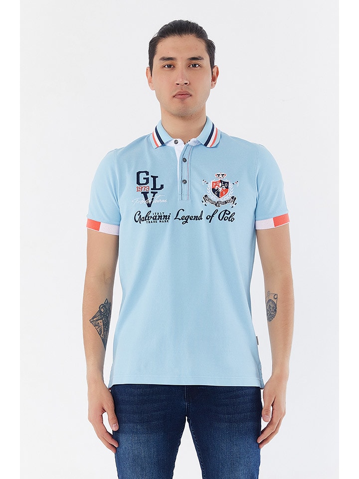 Galvanni Koszulka polo w kolorze błękitnym rozmiar: L