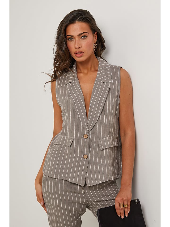 Le Monde du Lin Lniana kamizelka w kolorze beżowym rozmiar: 40/42