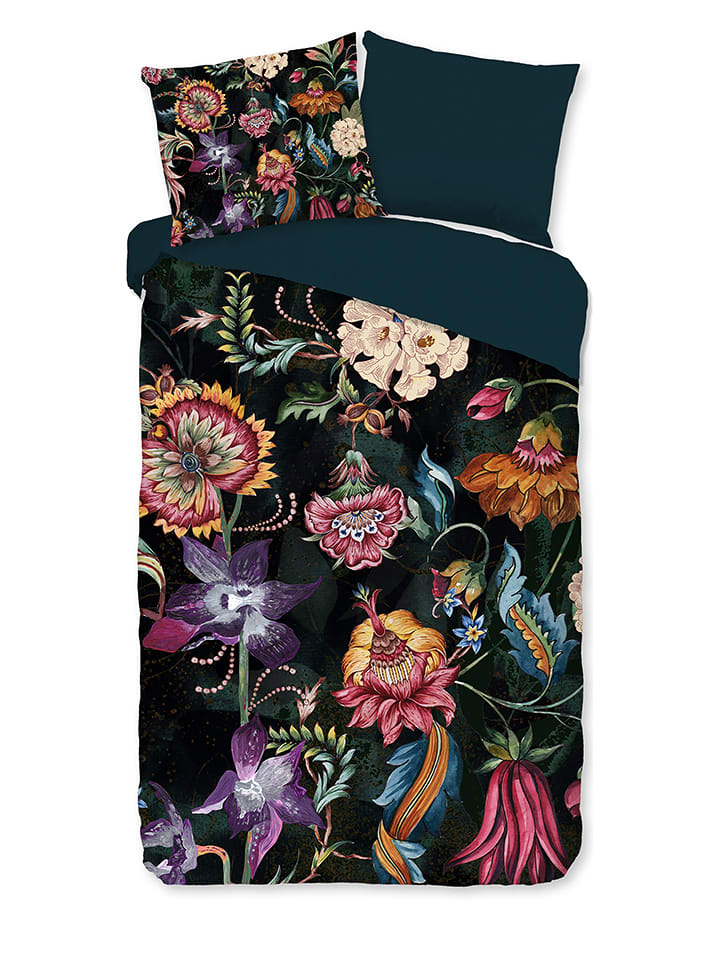 Pure Komplet pościeli "Quasmi" w kolorze czarnym ze wzorem z mikrofibry rozmiar: 140x200/220 cm