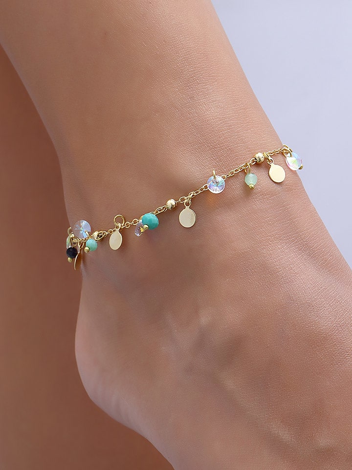 Nakkash Pozłacana bransoletka z elementami ozdobnymi na kostkę rozmiar: onesize