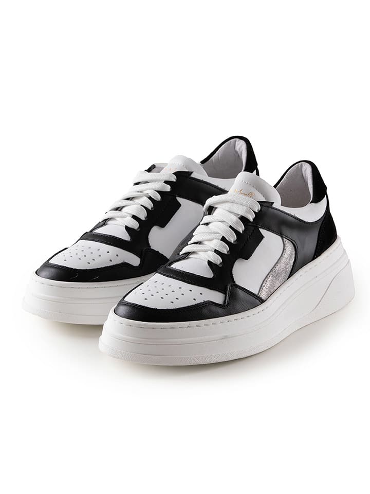 Anna Morellini Skórzane sneakersy "Linamela" w kolorze biało-czarnym rozmiar: 40
