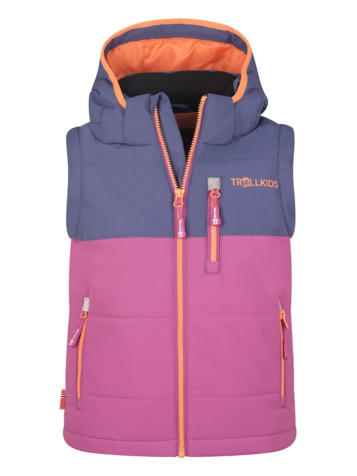 Trollkids Kamizelka funkcyjna "Narvik" w kolorze jasnoróżowo-fioletowo-pomarańczowym rozmiar: 176