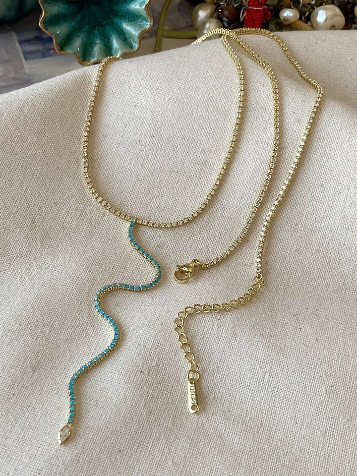 Luseera Pozłacany naszyjnik z cyrkoniami - dł. 58 cm rozmiar: onesize