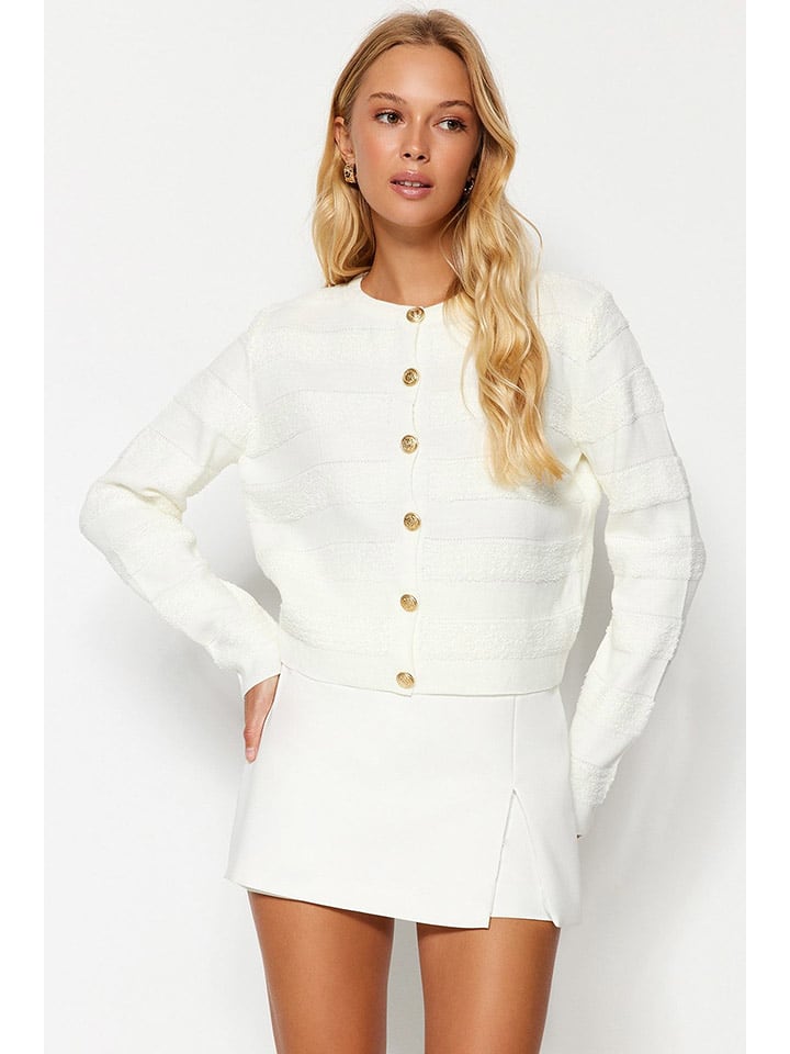 trendyol Kardigan w kolorze kremowym rozmiar: L