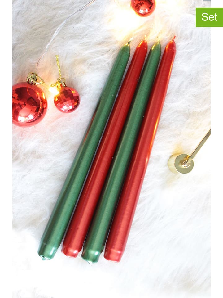 Lucky Bees Świece (4 szt.) w kolorze czerwono-zielonym - 4x 65 g rozmiar: onesize