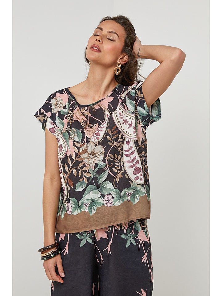 Lin Passion Bluzka w kolorze czarnym ze wzorem rozmiar: 34/36