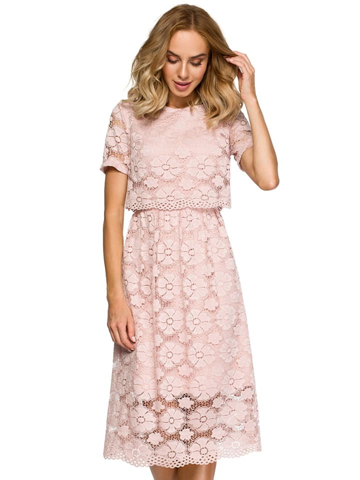 made of emotion Sukienka w kolorze jasnoróżowym ze wzorem rozmiar: M