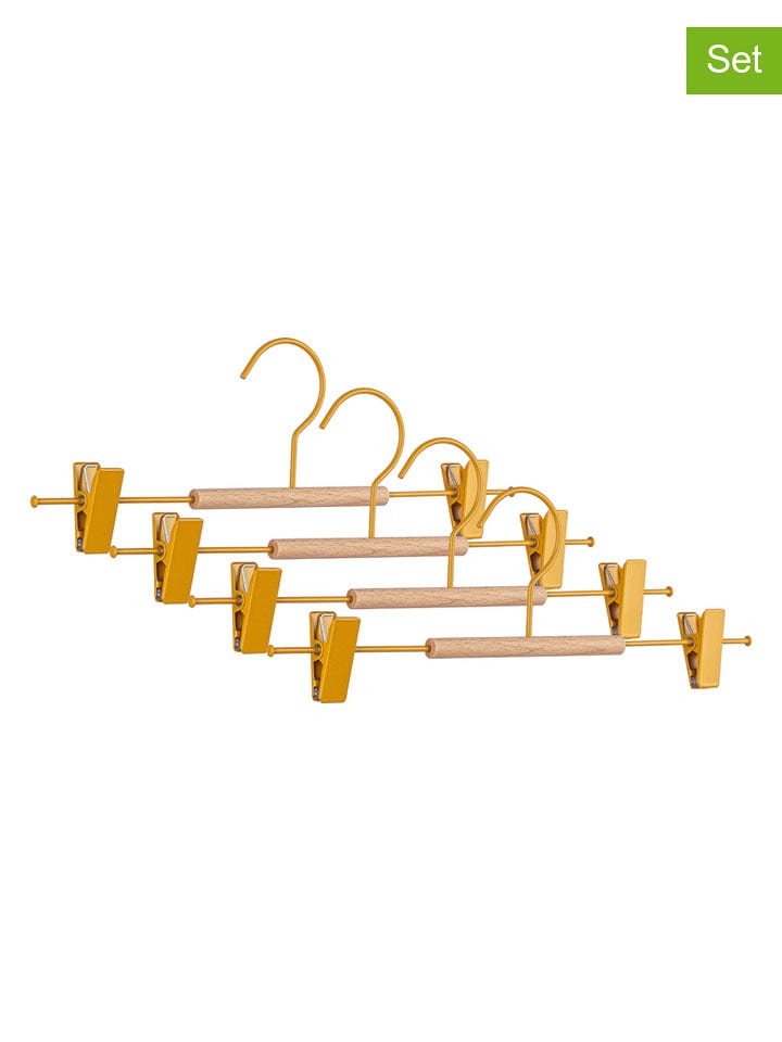 Bizzotto Wieszaki (4 szt.) w kolorze musztardowo-beżowym na ubrania - 35 x 12 cm rozmiar: onesize