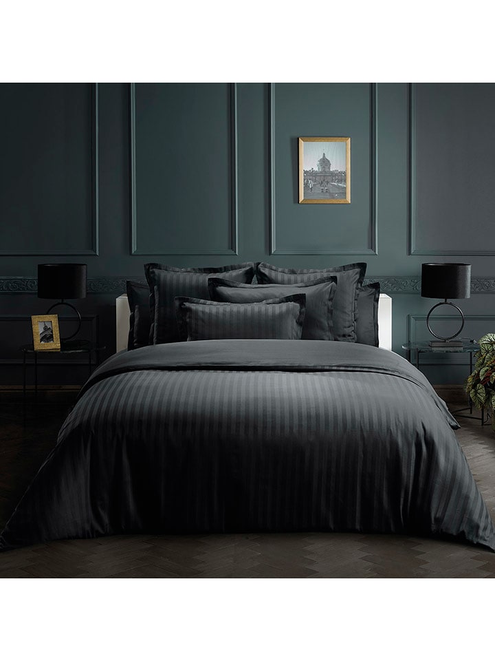maison héritage PARIS Komplet pościeli satynowej w kolorze antracytowym rozmiar: 200x200 cm