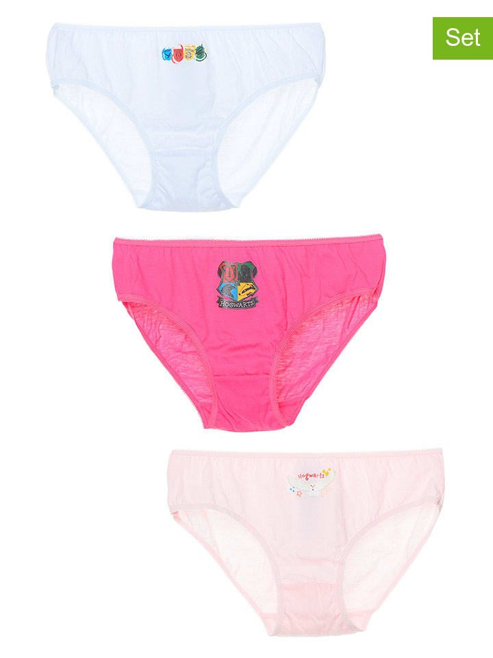 Harry Potter Majtki (3 pary) "Harry Potter" w kolorze białym, jasnoróżowym i różowym rozmiar: 116-128