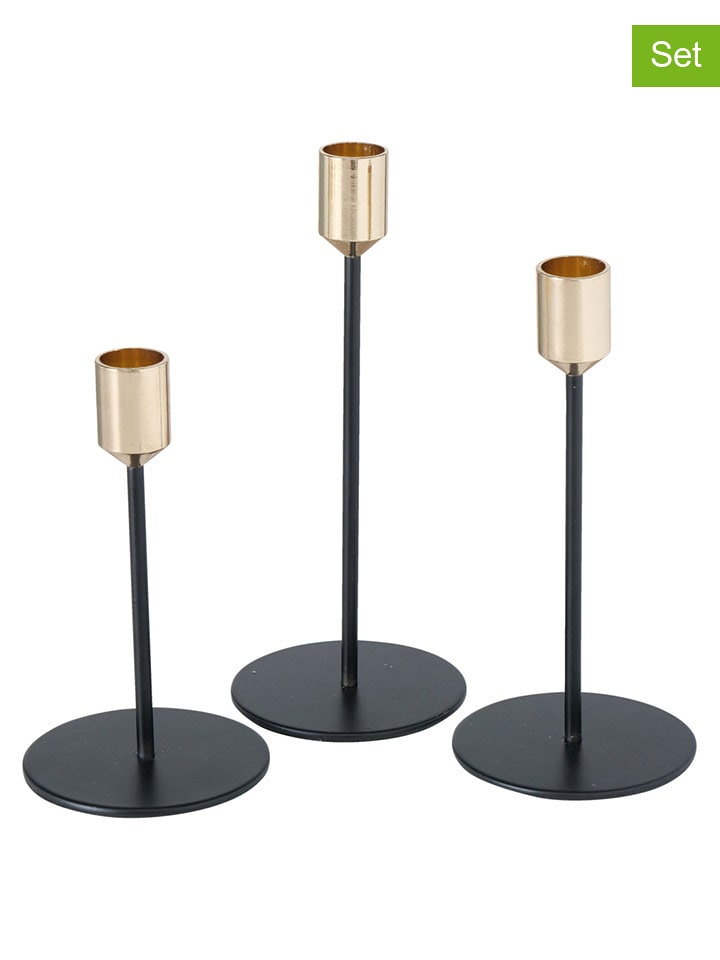 Boltze Świeczniki (3 szt.) "Marko" w kolorze czarno-złotym rozmiar: onesize