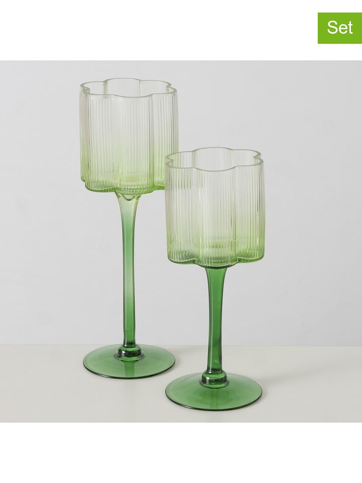 Boltze Świeczniki (2 szt.) "Greta" w kolorze zielonym rozmiar: onesize