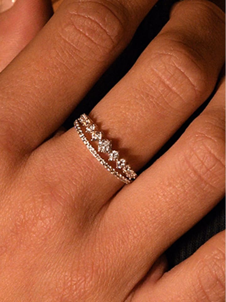 OR ÉCLAT Złoty pierścionek "Ma reine" z cyrkoniami rozmiar: 54