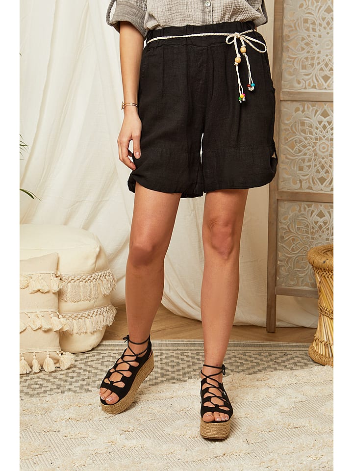 Lin Passion Lniane szorty w kolorze czarnym rozmiar: 36/38