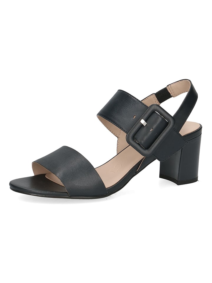 Caprice Skórzane sandały w kolorze granatowym na obcasie rozmiar: 37