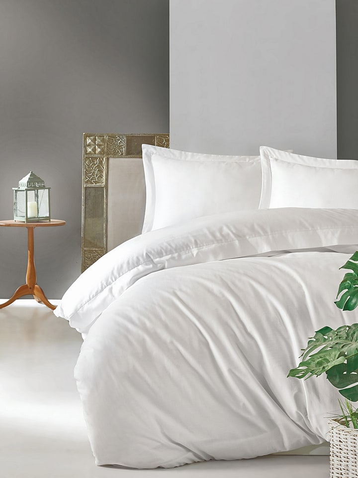 Colorful Cotton Komplet pościeli satynowej "Elegant" w kolorze białym rozmiar: 155x200 cm