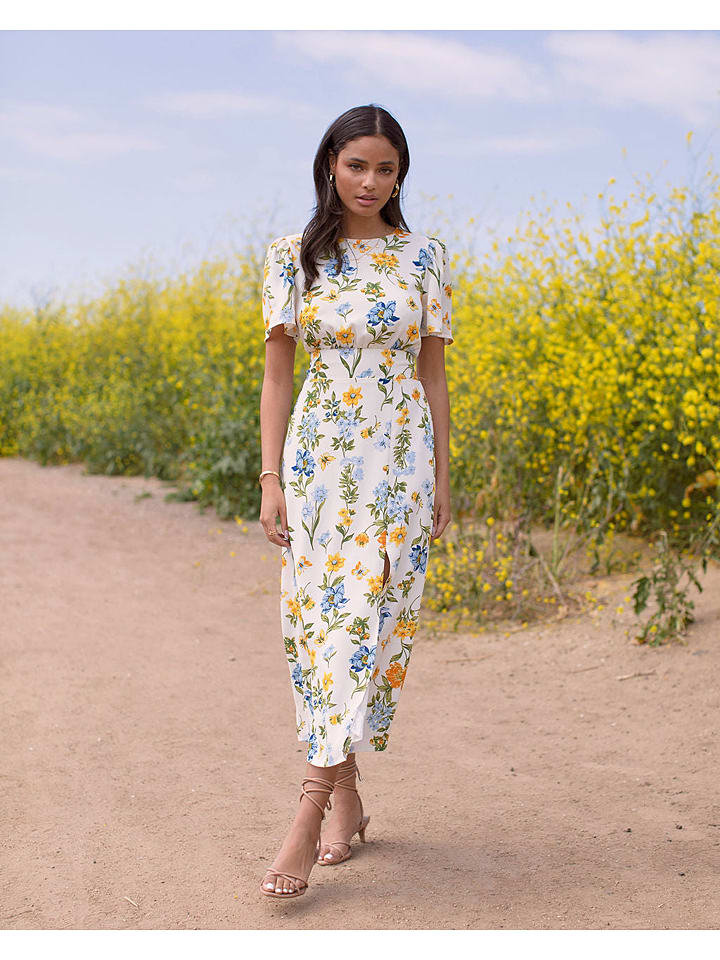 Milan Kiss Sukienka w kolorze kremowo-niebiesko-żółtym rozmiar: S