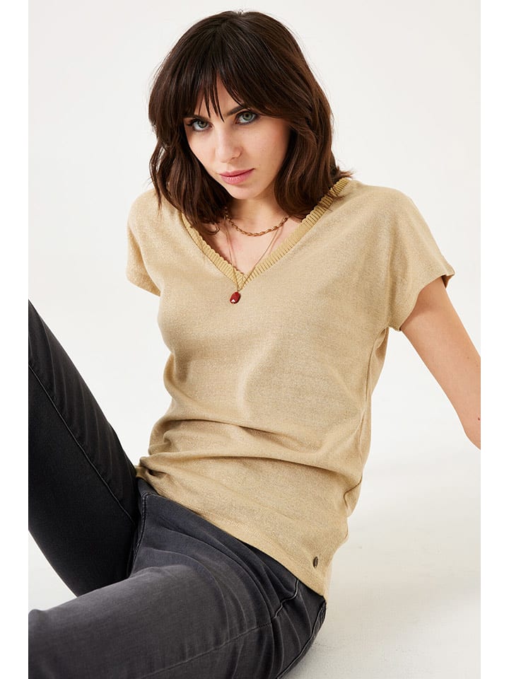 Garcia Koszulka w kolorze beżowym rozmiar: XL