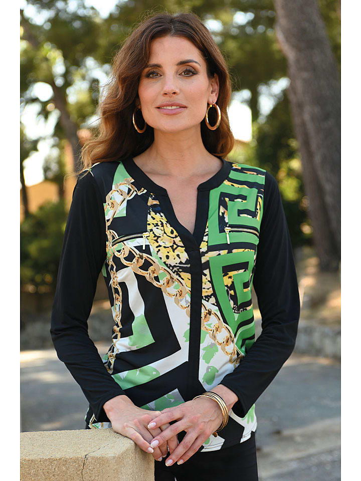 Bleu d'Azur Bluzka "Amaretto" w kolorze zielono-czarnym rozmiar: 38