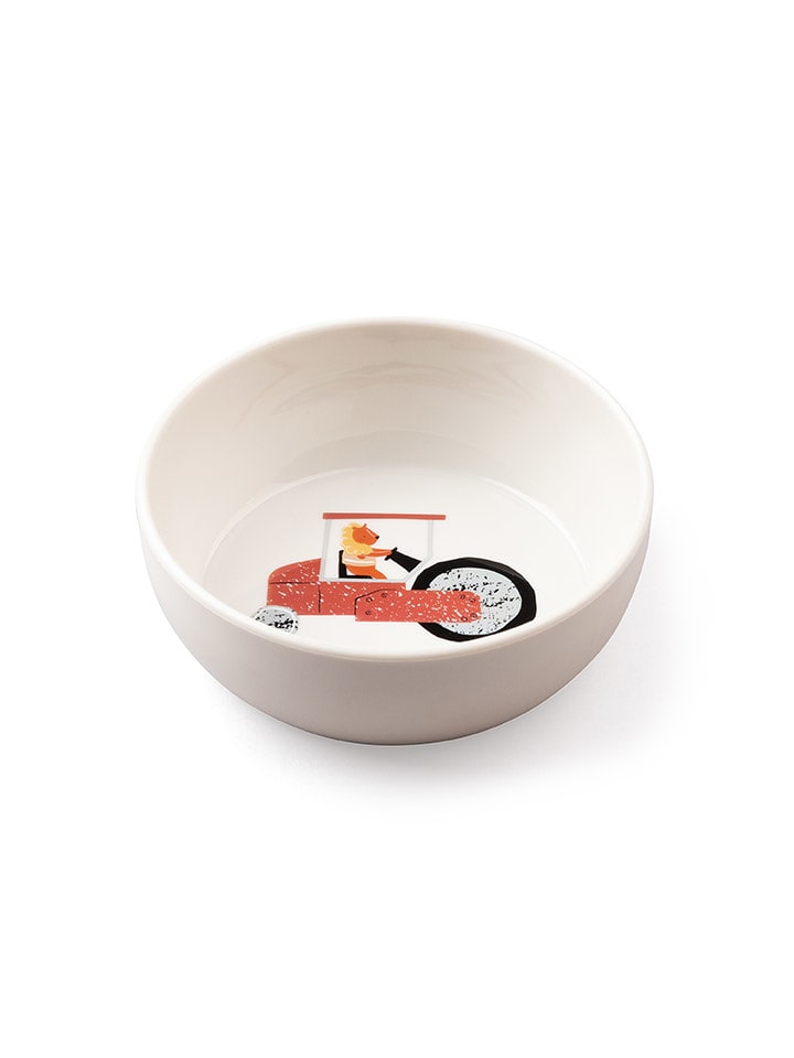 Sebra Miska "Busy Builders" w kolorze kremowym ze wzorem - wys. 5 x Ø 13 cm rozmiar: onesize