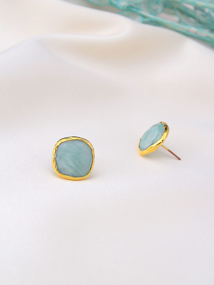 Pierres de Jade Pozłacane kolczyki-wkrętki z amazonitami rozmiar: onesize