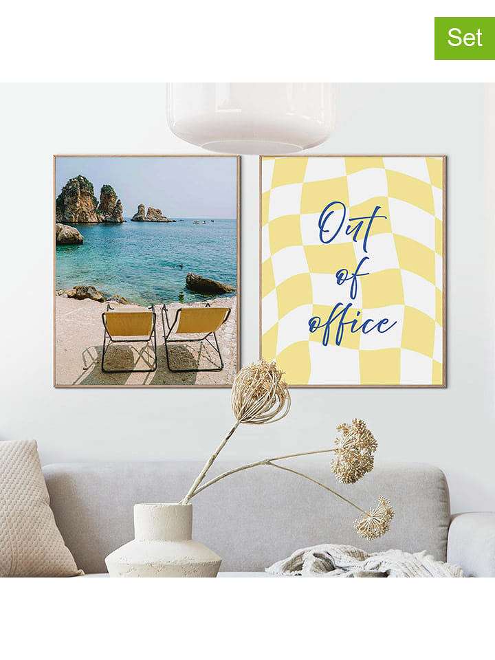 Orangewallz Druki artystyczne (2 szt.) "Out Of Office" w ramce rozmiar: 40x50 cm