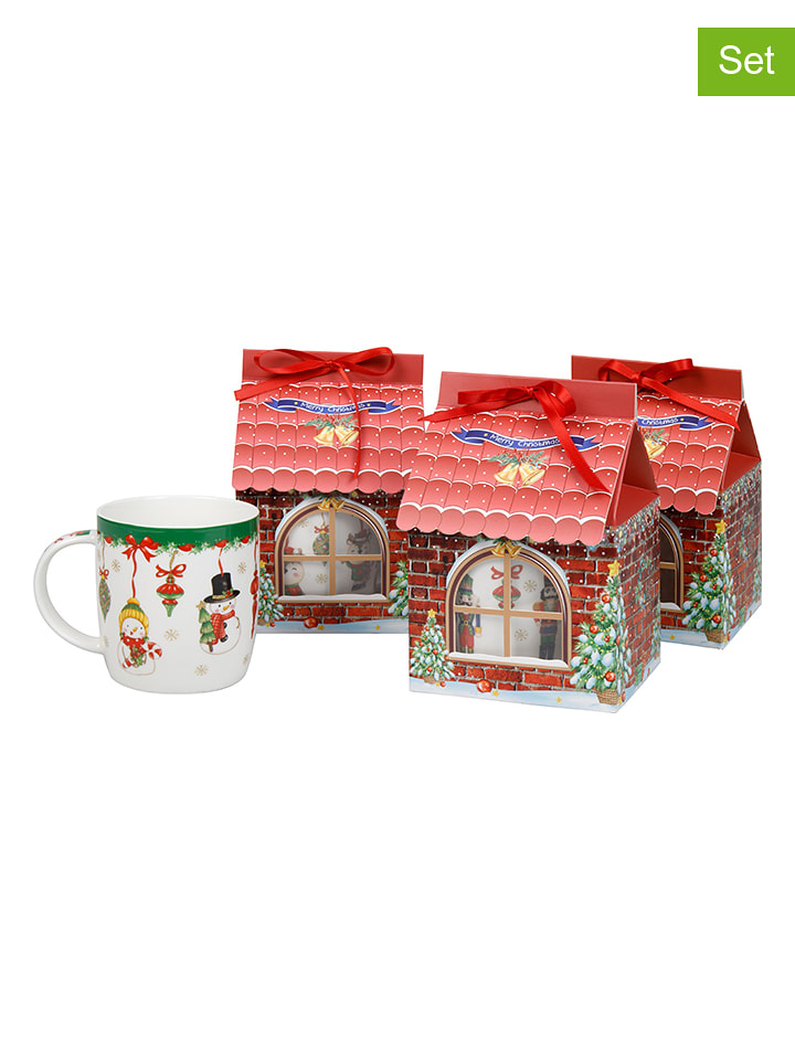 Könitz Kubki (4 szt.) w kolorze białym ze wzorem - 400 ml rozmiar: onesize