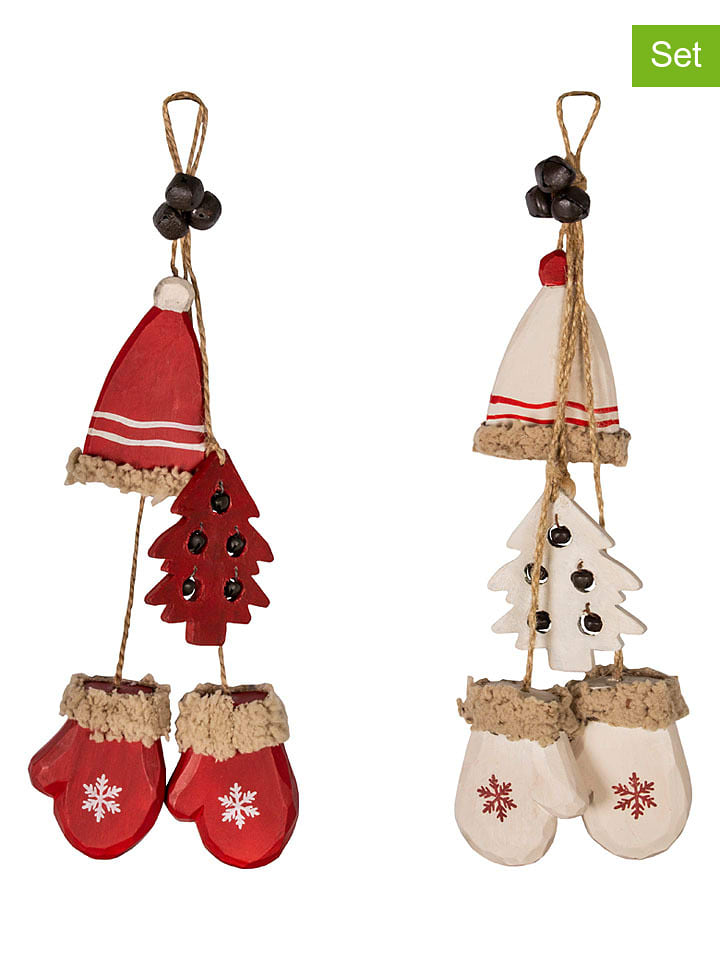 Anticline Zawieszki dekoracyjne (2 szt.) w kolorze czerwono-białym - dł. 30 cm rozmiar: onesize