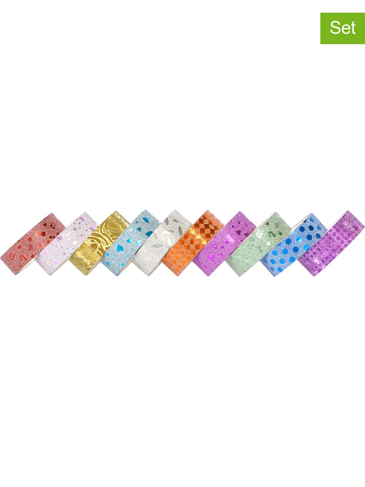 SUNNYSUE Taśmy washi (10 szt.) w różnych kolorach - po 3m (produkt niespodzianka) rozmiar: onesize