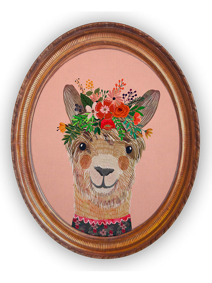 Folkifreckles Dekoracja ścienna "Floral Llama" - 40 x 50 cm rozmiar: onesize