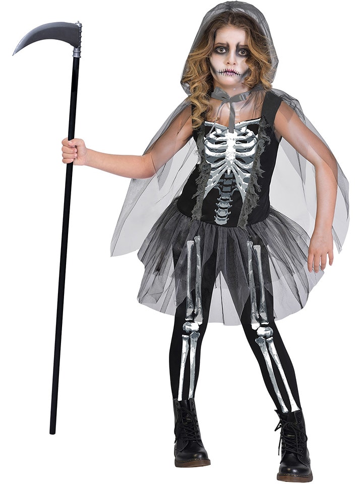 Carnival Party 3-częściowy kostium "Skeleton Reaper" w kolorze czarno-białym rozmiar: 116-128