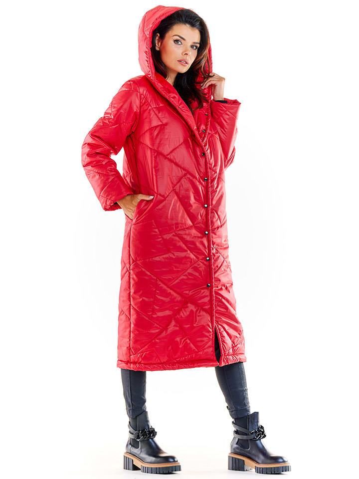 Awama Kurtka pikowana w kolorze czerwonym rozmiar: L/XL
