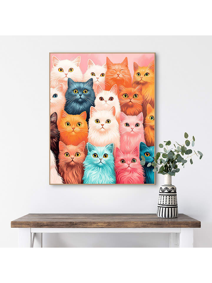 Orangewallz Druk artystyczny "Cat Audience" w ramce rozmiar: 40x50 cm