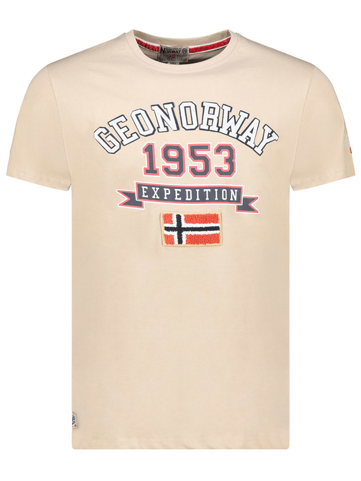 Geographical Norway Koszulka "Jollegio" w kolorze beżowym rozmiar: S