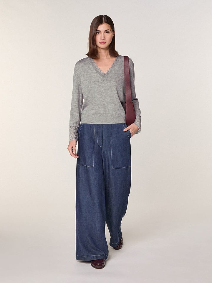 Rodier Wełniany sweter w kolorze szarym rozmiar: XL