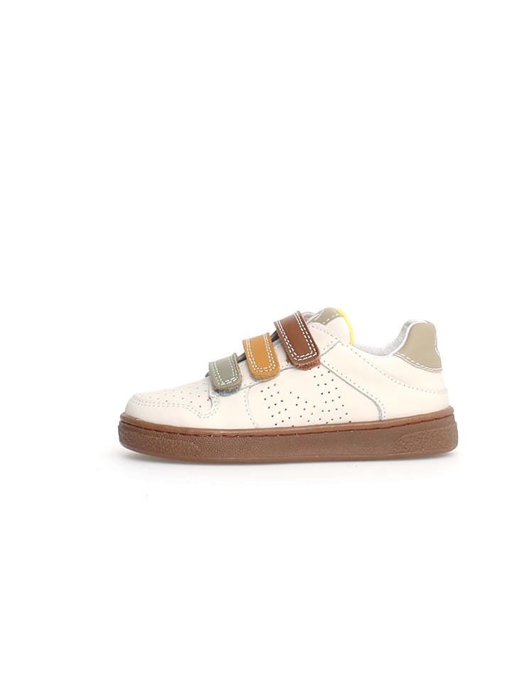 Naturino Skórzane sneakersy "Theral" w kolorze kremowym ze wzorem rozmiar: 35