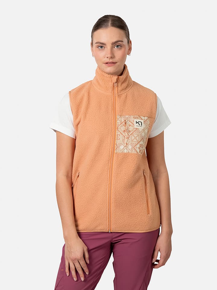 KARI TRAA Kamizelka polarowa "Rothe" w kolorze brzoskwiniowym rozmiar: L