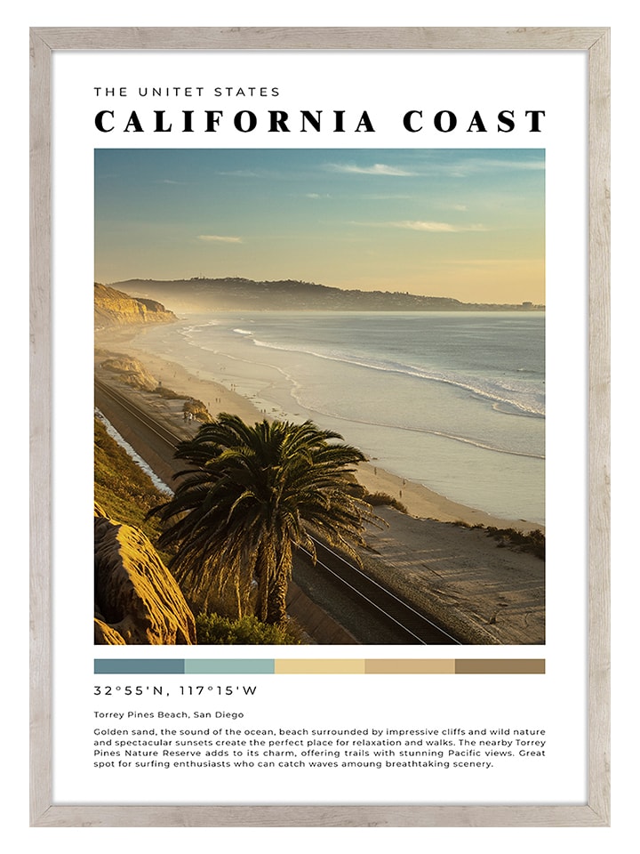 Ars Longa Druk artystyczny "California Coast" w ramce - 70 x 50 cm rozmiar: onesize