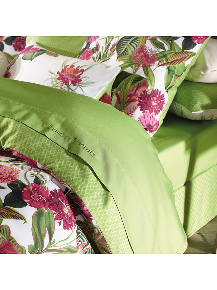 CXL by Christian Lacroix Satynowe prześcieradło w kolorze zielonym na gumce rozmiar: 135x200 cm