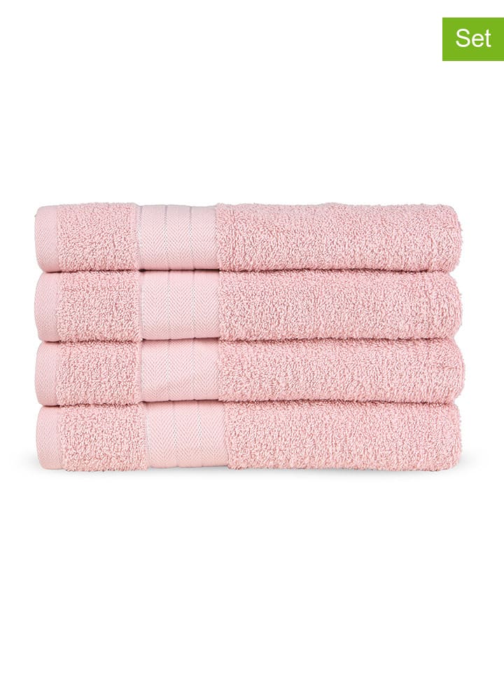 Good Morning Ręczniki (4 szt.) w kolorze jasnoróżowym do rąk rozmiar: 50x100 cm