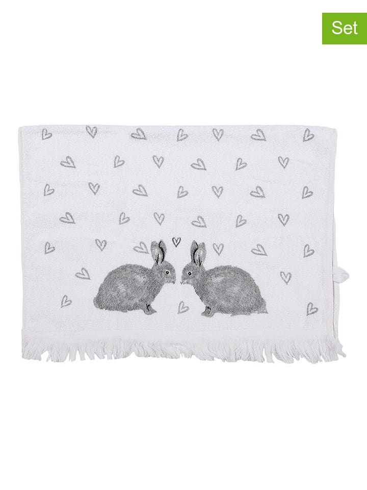 Clayre & Eef Ręczniki (3 szt.) w kolorze szaro-białym dla gości - 66 x 40 cm rozmiar: onesize