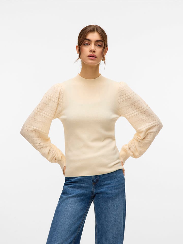 Vero Moda Sweter w kolorze beżowym rozmiar: XS