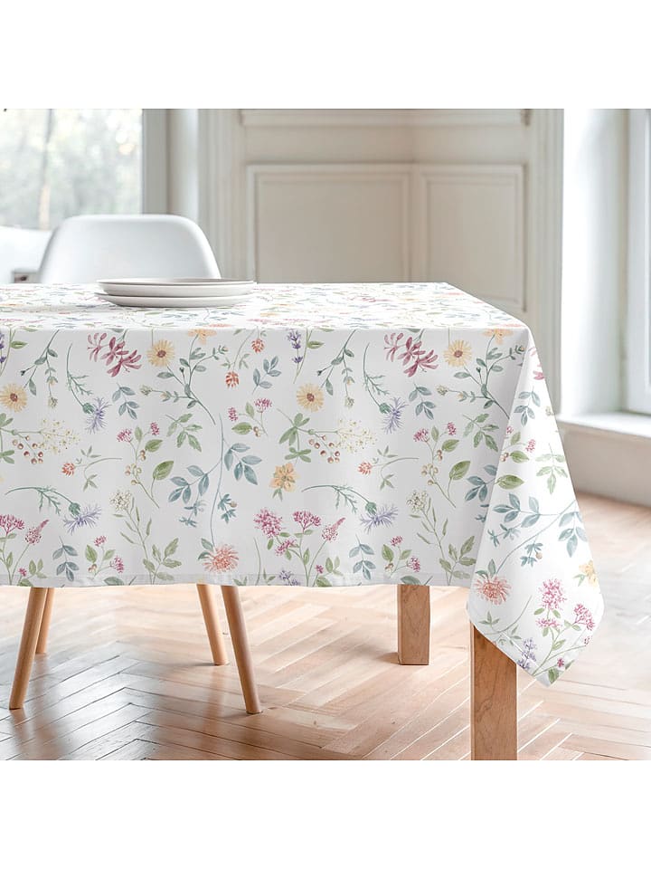 Mint Rugs Obrus "Floral And Tropical Ilma" w kolorze biało-zielono-jasnoróżowym rozmiar: 155x250 cm