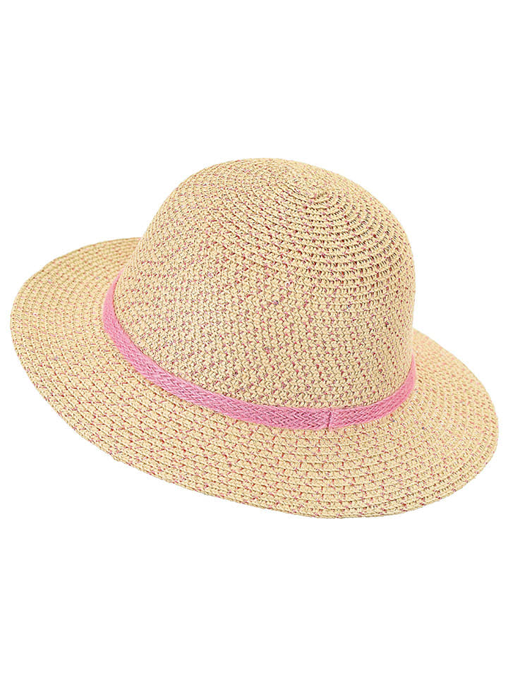Sterntaler Kapelusz słomkowy "Pailletten" w kolorze beżowo-jasnoróżowym rozmiar: 51 cm