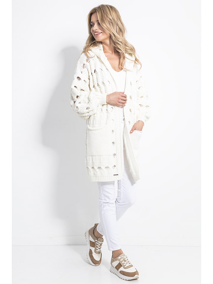 fobya Kardigan w kolorze kremowym rozmiar: S/M